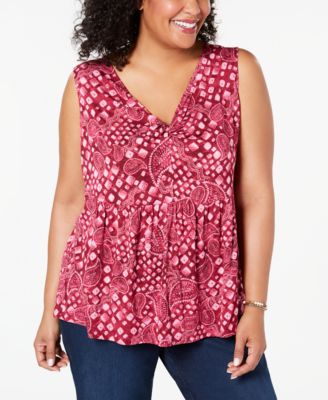 Plus Size Printed Empire-Waist Top ...